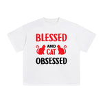 Blessed And Cat Obsessed Graphic Tee-INNBLAC Fashion Apparel