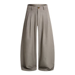 Double-Pleat Baggy Wide-Leg Trousers