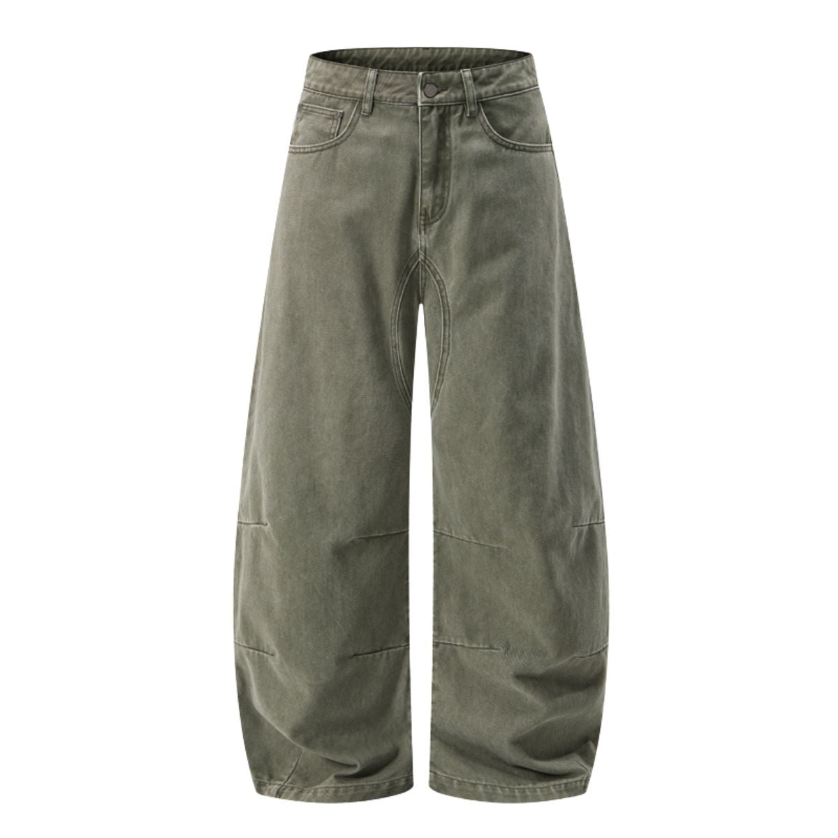 Vintage Washed Curved‑Seam Baggy Wide‑Leg Trousers