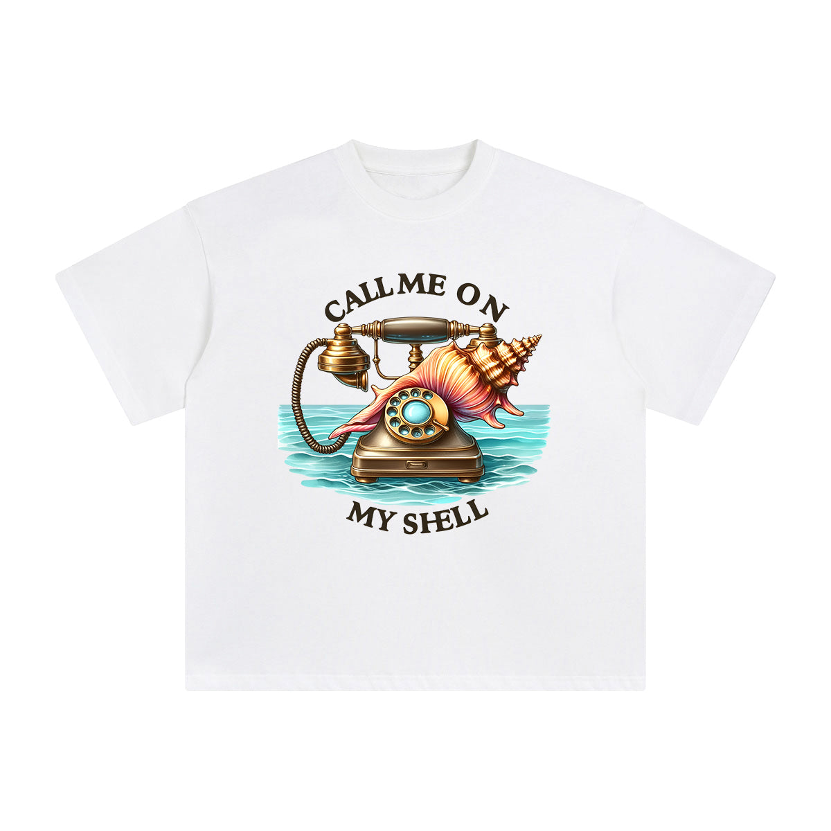 Retro Conch Telephone Graphic Tee-INNBLAC Fashion Apparel
