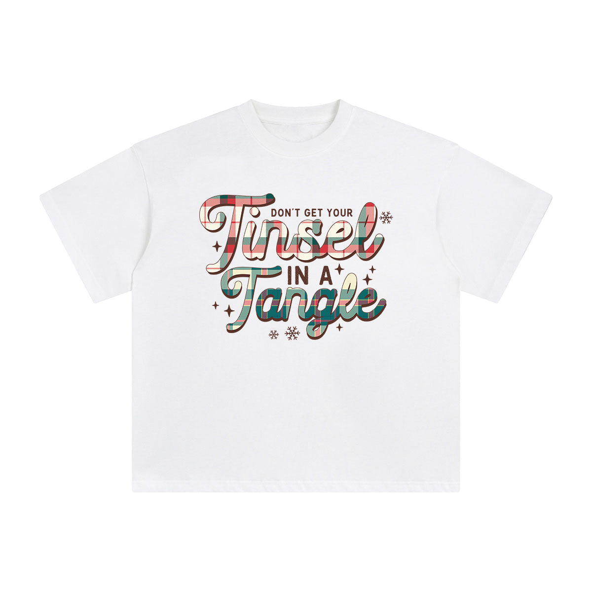 Christmas Plaid Tinsel Tangle Graphic Tee-INNBLAC Fashion Apparel