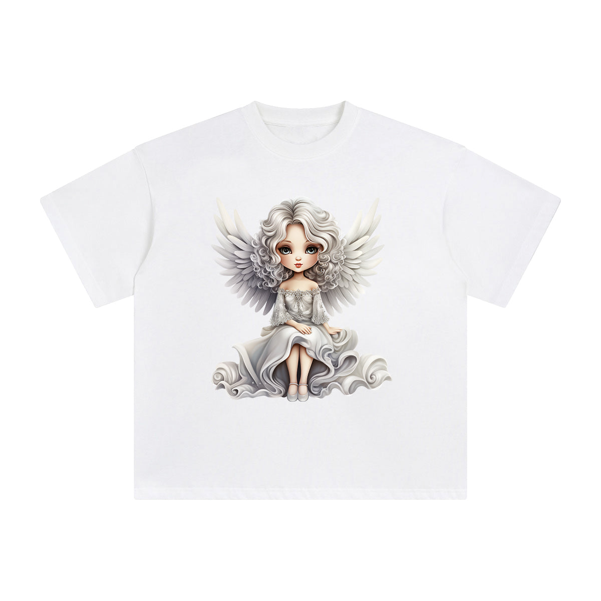 Silver Christmas Angel Graphic Tee-INNBLAC Fashion Apparel