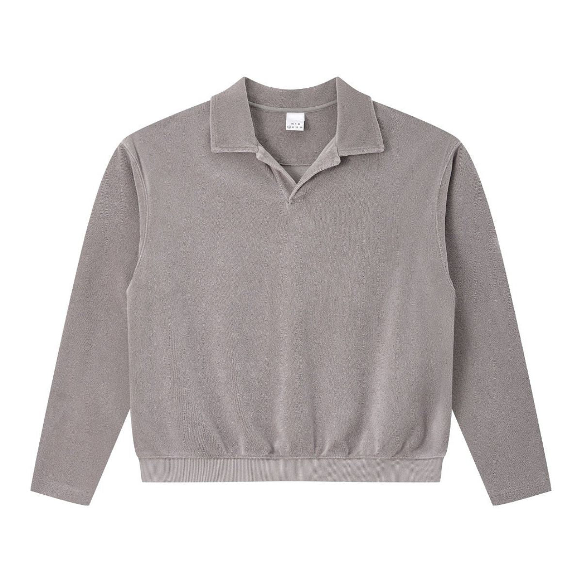 Retro Terry Cloth Polo Collar Sweatshirt