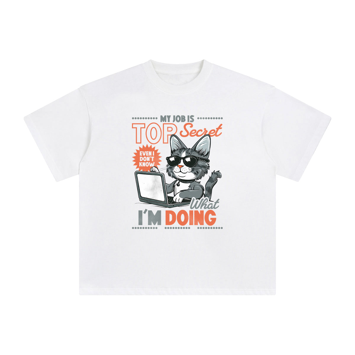 Cat Is Working Graphic Tee-INNBLAC Fashion Apparel