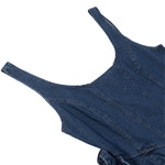 Falda vaquera con bordado de perlas y lavado vintage