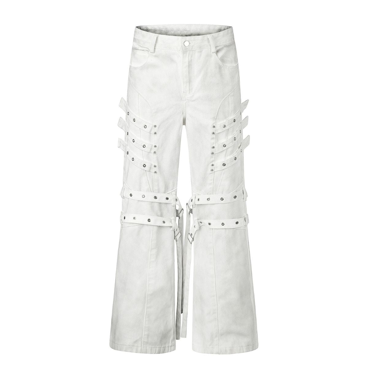 Subculture Strap Design Vibe Dark Micro Flare Denim Jeans