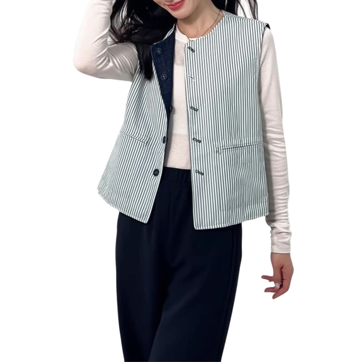 Women's Relaxed Reversible Patchwork Vest
