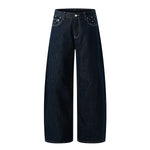 Star‑Print Curved Blade Raw Denim Jeans