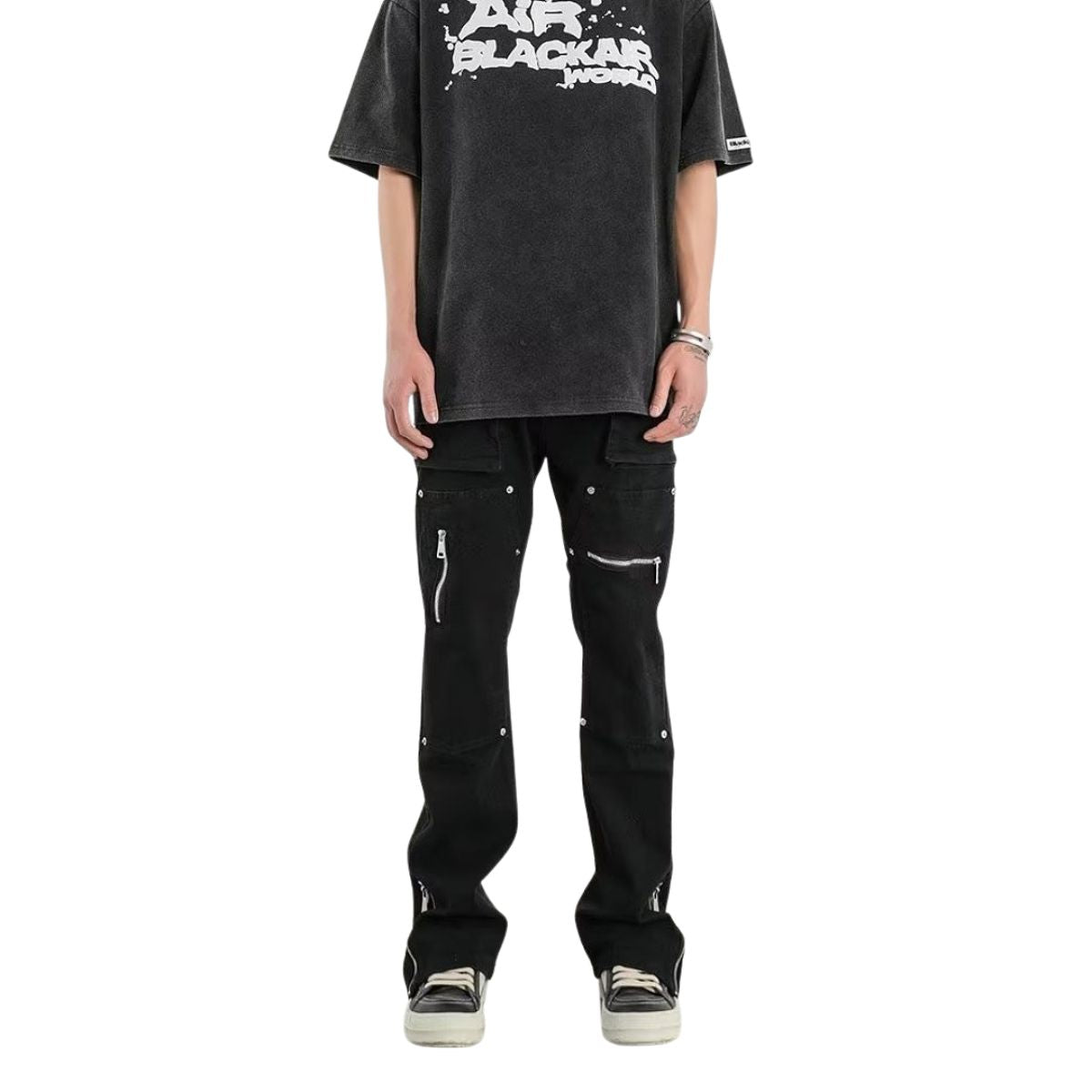 Stretch Zip Hem Utility Bootcut Jeans