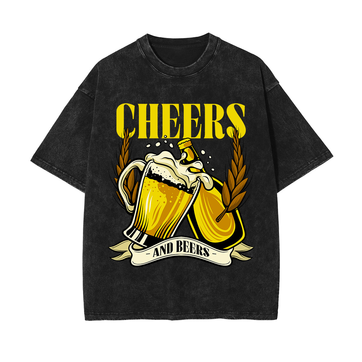 Cheers And Beers Faded Graphic Tee-INNBLAC Fashion Apparel