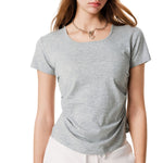 Square Neck Pleated Waist Crop Top 4.5oz