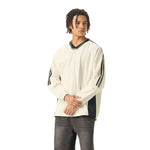 Contrast Stripes Two-Tone V-Neck Sweatshirt