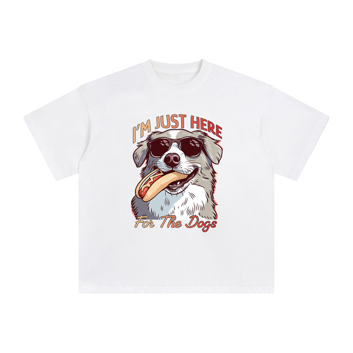Dog Eating Hotdogs Graphic Tee-INNBLAC Fashion Apparel