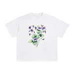 Violet Flowers Graphic Tee-INNBLAC Fashion Apparel