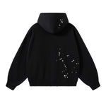 Retro Punk Metal Heat Transfer Patch Rivet Boxy Cut Hooded Sweatshirt