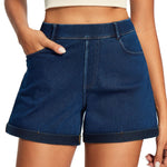 High‑Rise 3‑Inch Hot Pants Comfort Knit 4‑Way Stretch Women's Denim Shorts