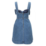 Women's Denim Bow Strappy Mini Dress