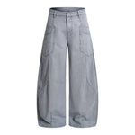 Vintage Washed Baggy Curved-Leg Cargo Pants