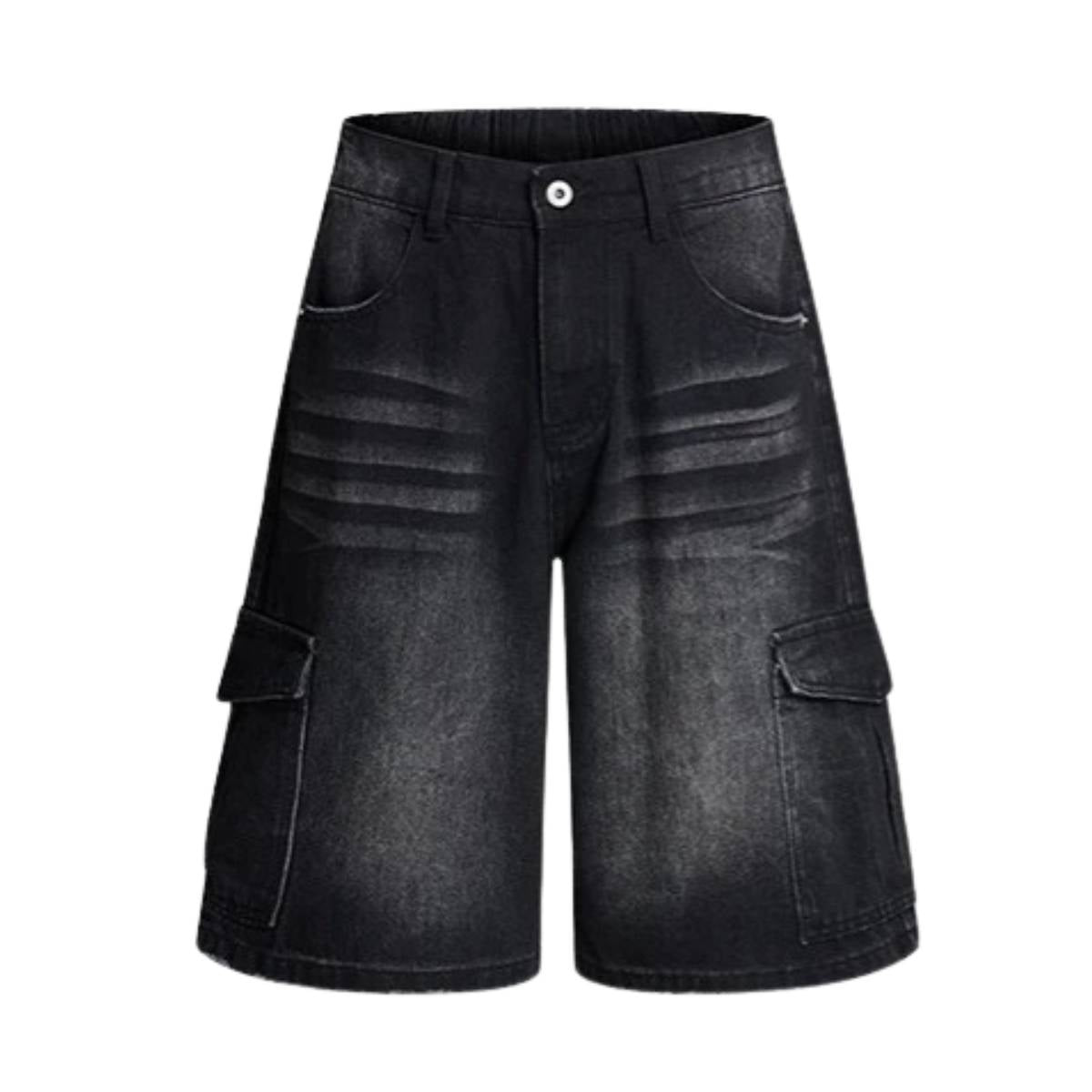 Vintage Washed Multi Pocket Denim Cargo Bermuda Shorts