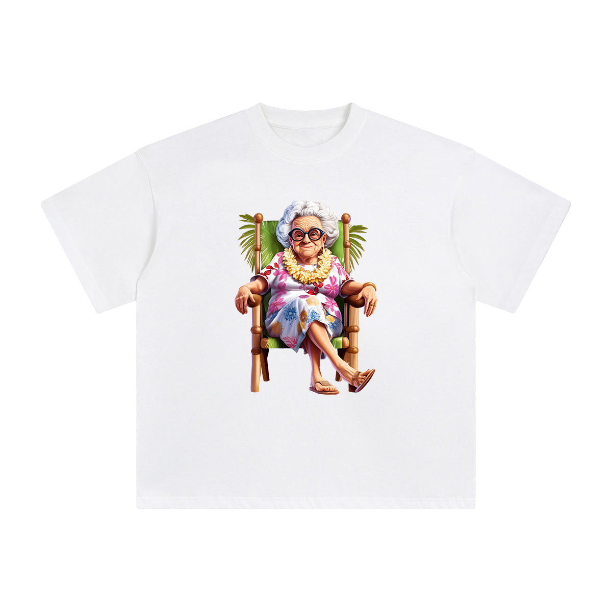 Grandma Sitting On Chair Graphic Tee-INNBLAC Fashion Apparel