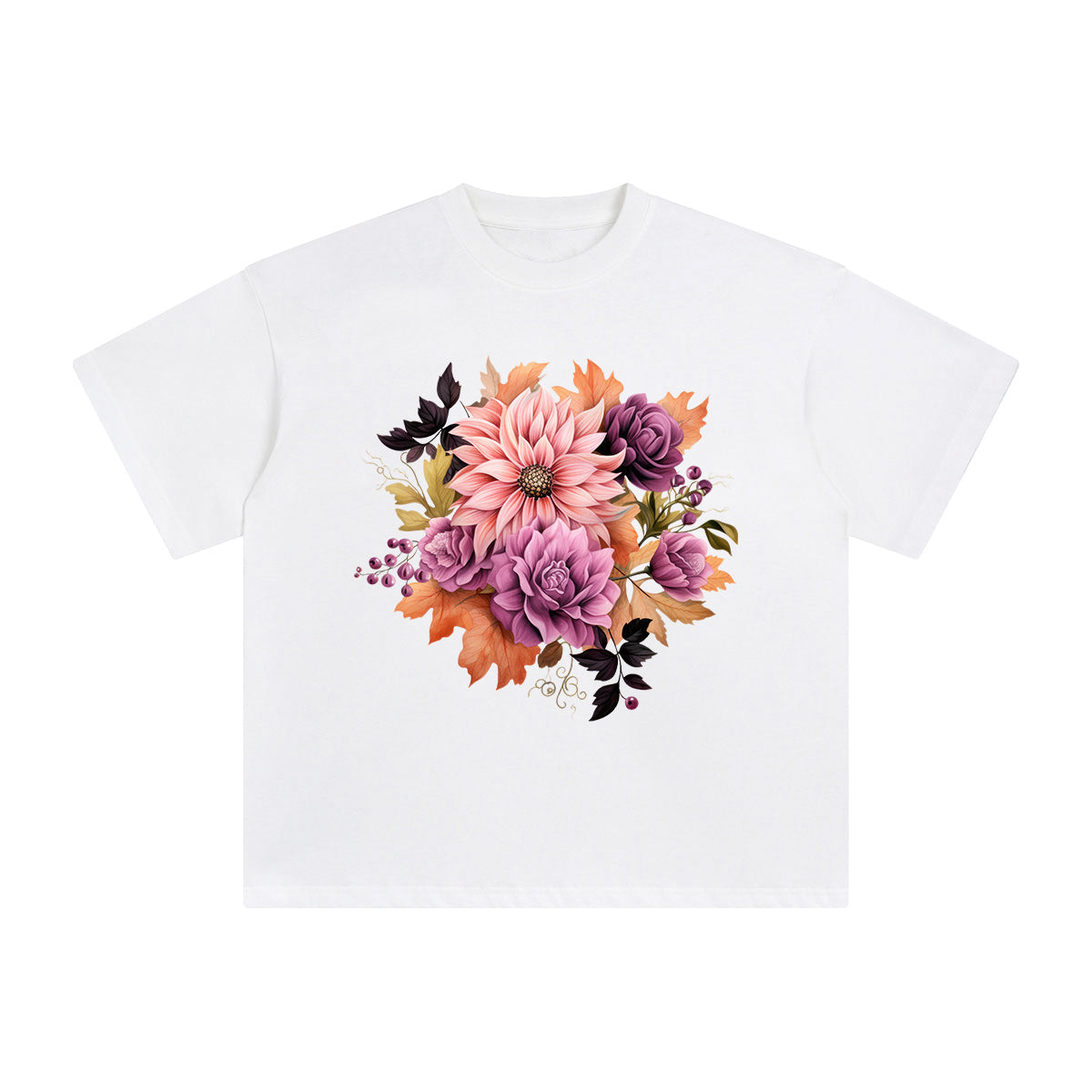 Pink Flowers Graphic Tee-INNBLAC Fashion Apparel