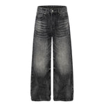 Vintage Washed Wide Leg Lightning Whisker Jeans