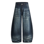 Grunge Dark Wash High Waist Wide Leg Jeans