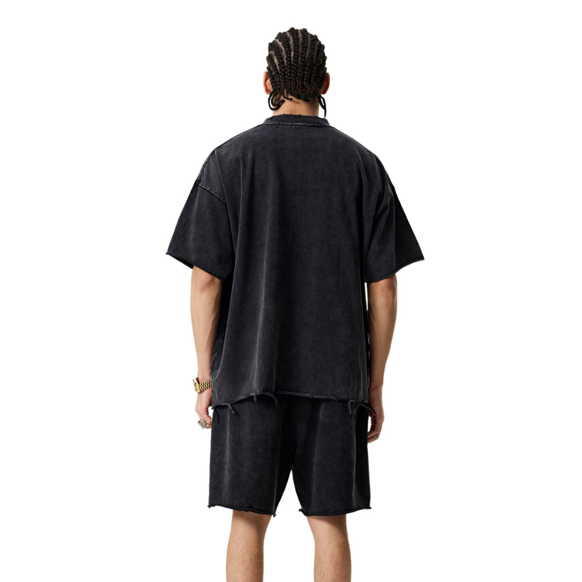 Camiseta lavada y desgastada de peso pesado de 9.3 oz