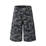 Camo Utility High Waist Loose Fit Bermuda Shorts
