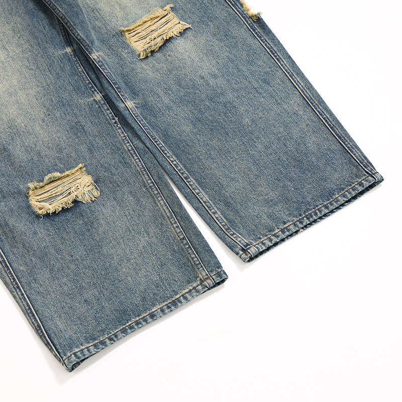 Smoke Rise Vintage Ripped Barrel-Leg Jeans