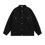 American Style Distressed Sequined Design Casual Loose Denim Jacket