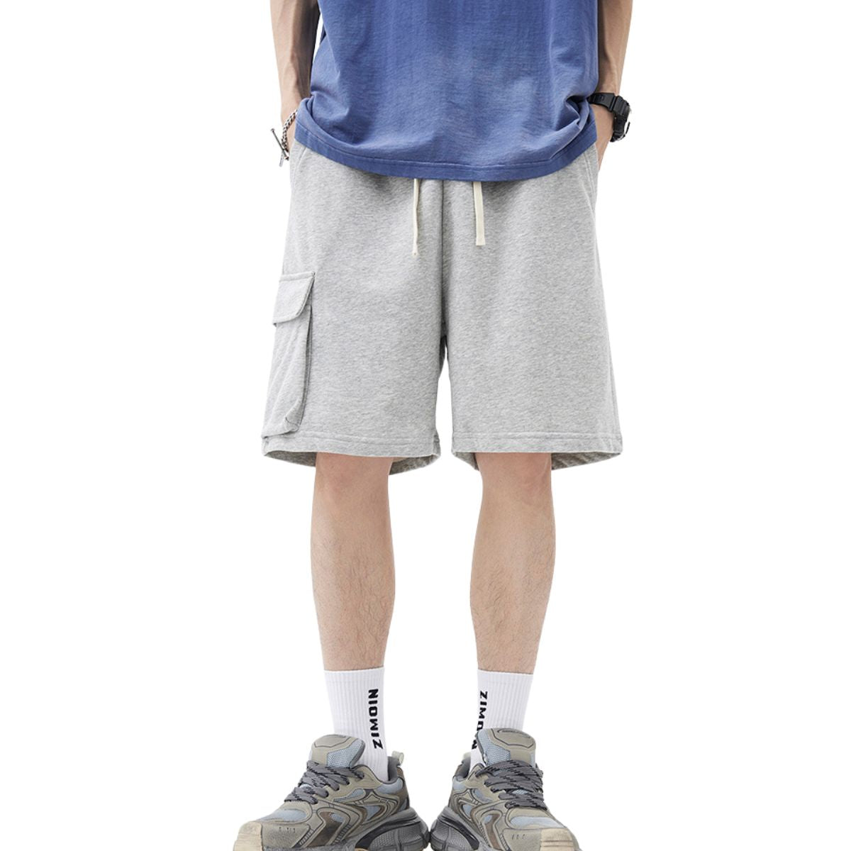 Solid Color Baggy Cargo Shorts