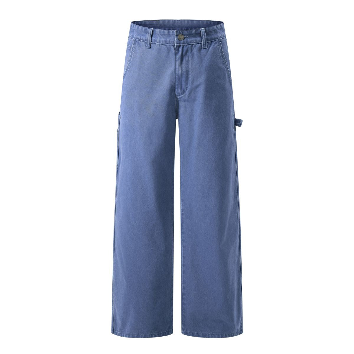 Vintage Washed Faded French‑Blue Wide‑Leg Pants