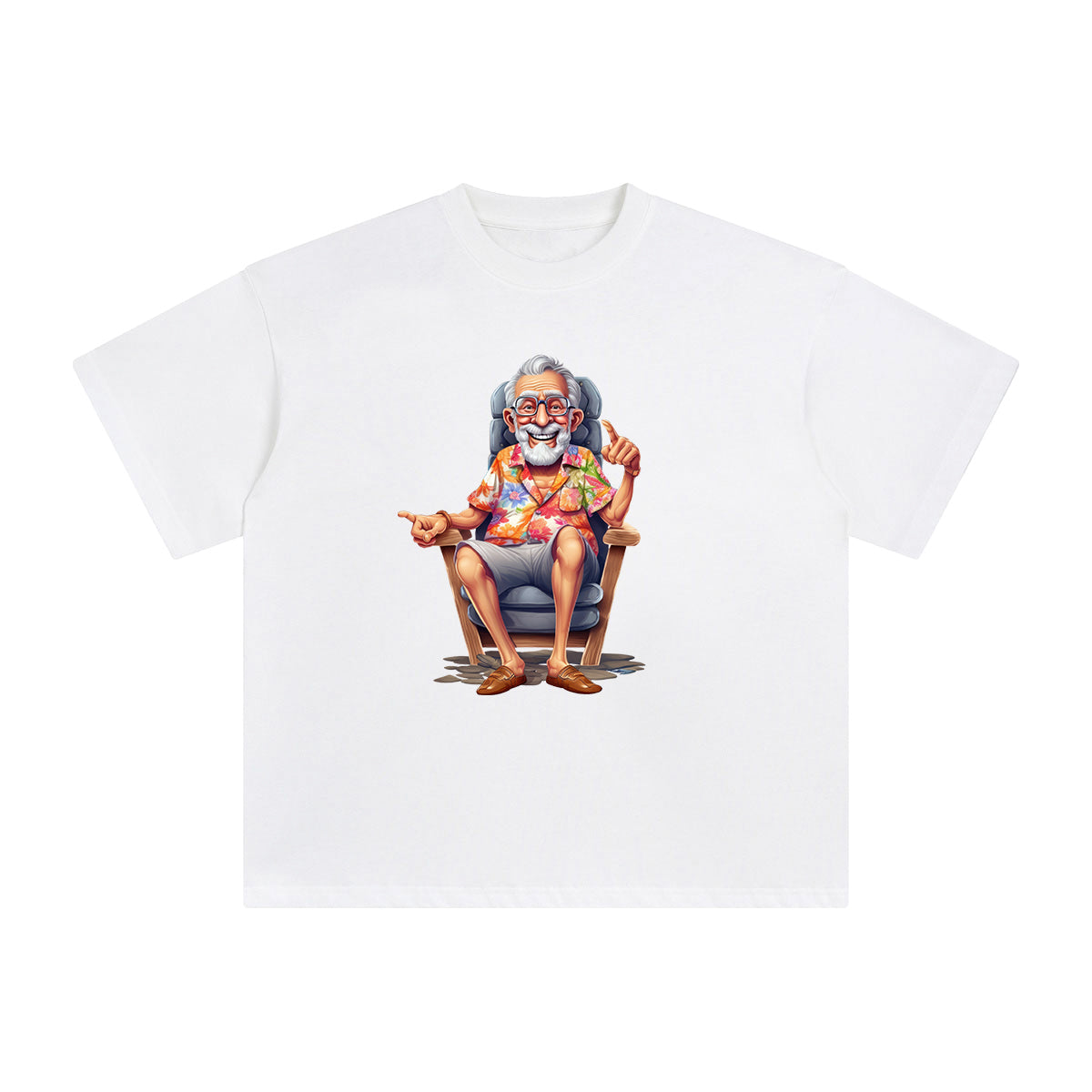 Grandpa Sitting On Beach Chair Graphic Tee-INNBLAC Fashion Apparel
