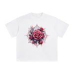 Gothic Spiderweb & Red Roses Graphic Tee-INNBLAC Fashion Apparel
