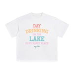 Day Drinking On The Lake Is My Happy Place Graphic Tee-INNBLAC Fashion Apparel