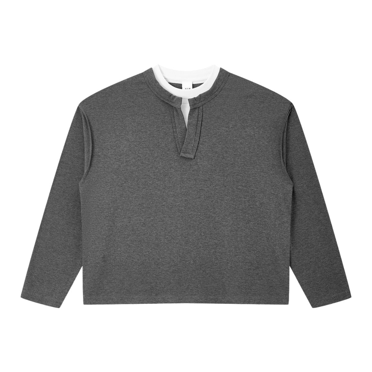 Quiet Luxury Fake Two‑Piece Henley Long Sleeve T‑Shirt