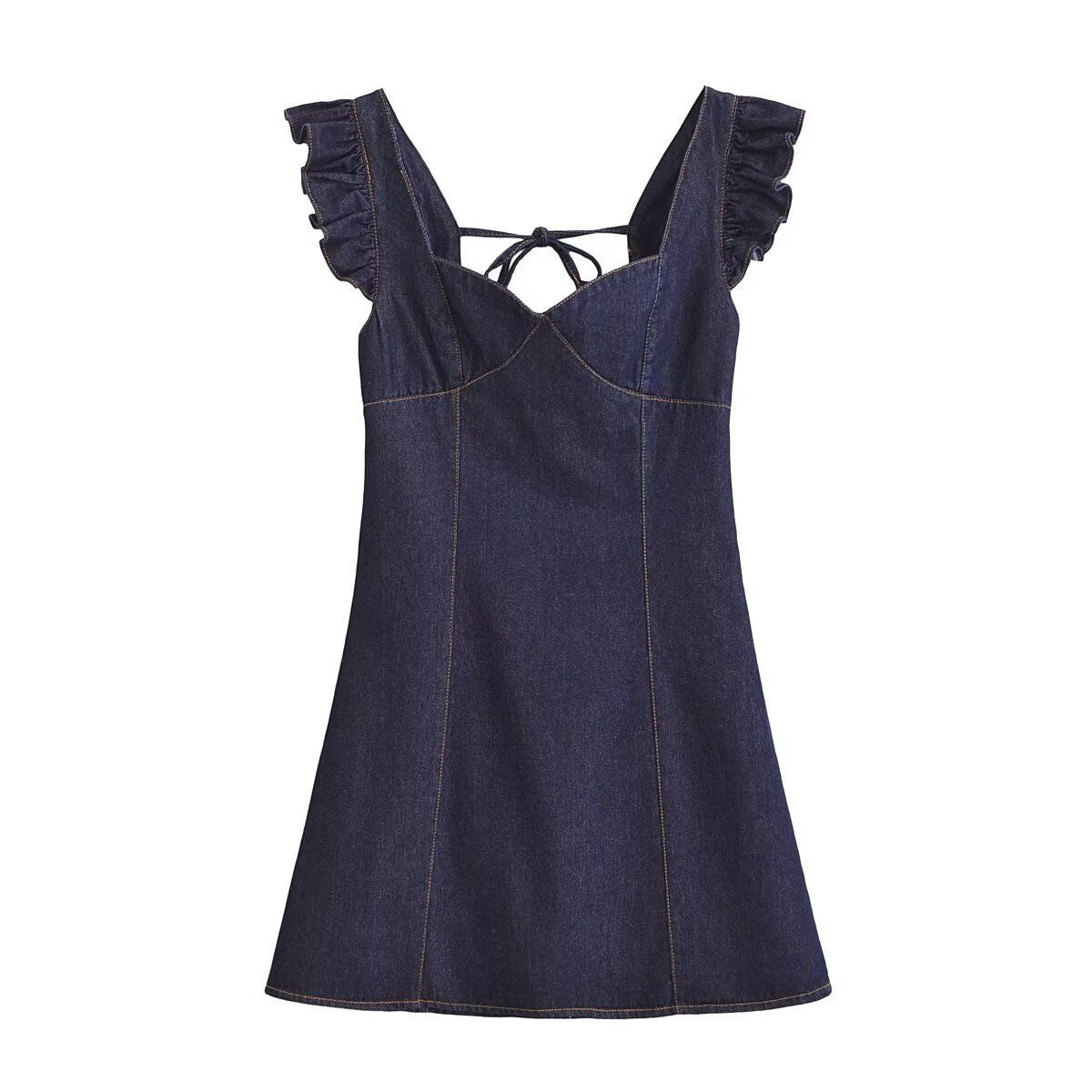 Falda vaquera con bordado de perlas y lavado vintage