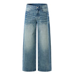 Medium Blue 3D-Whisker Baggy Jeans