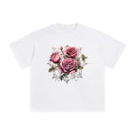 Gothic Spiderweb & Red Roses Graphic Tee-INNBLAC Fashion Apparel