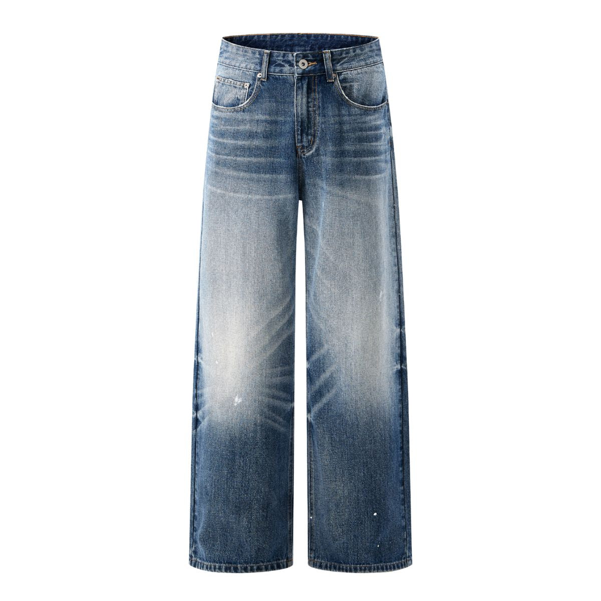 Vintage Splash Paint Washed Whisker Denim Pants