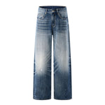 Vintage Splash Paint Washed Whisker Denim Pants