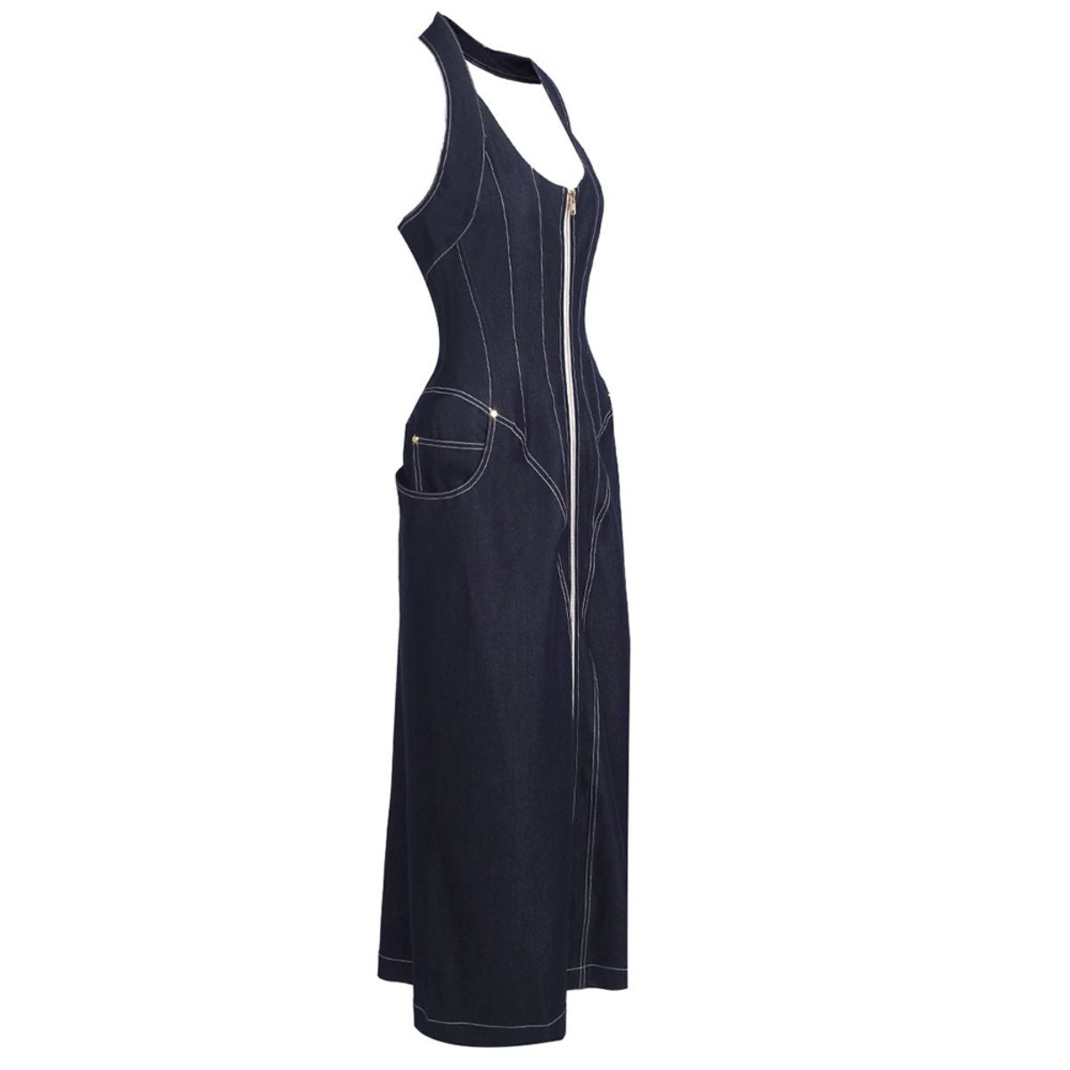 Falda vaquera con bordado de perlas y lavado vintage