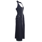 Falda vaquera con bordado de perlas y lavado vintage