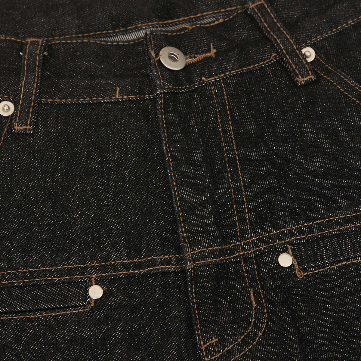 Cuffable Hem Contrast Patch Denim Pants