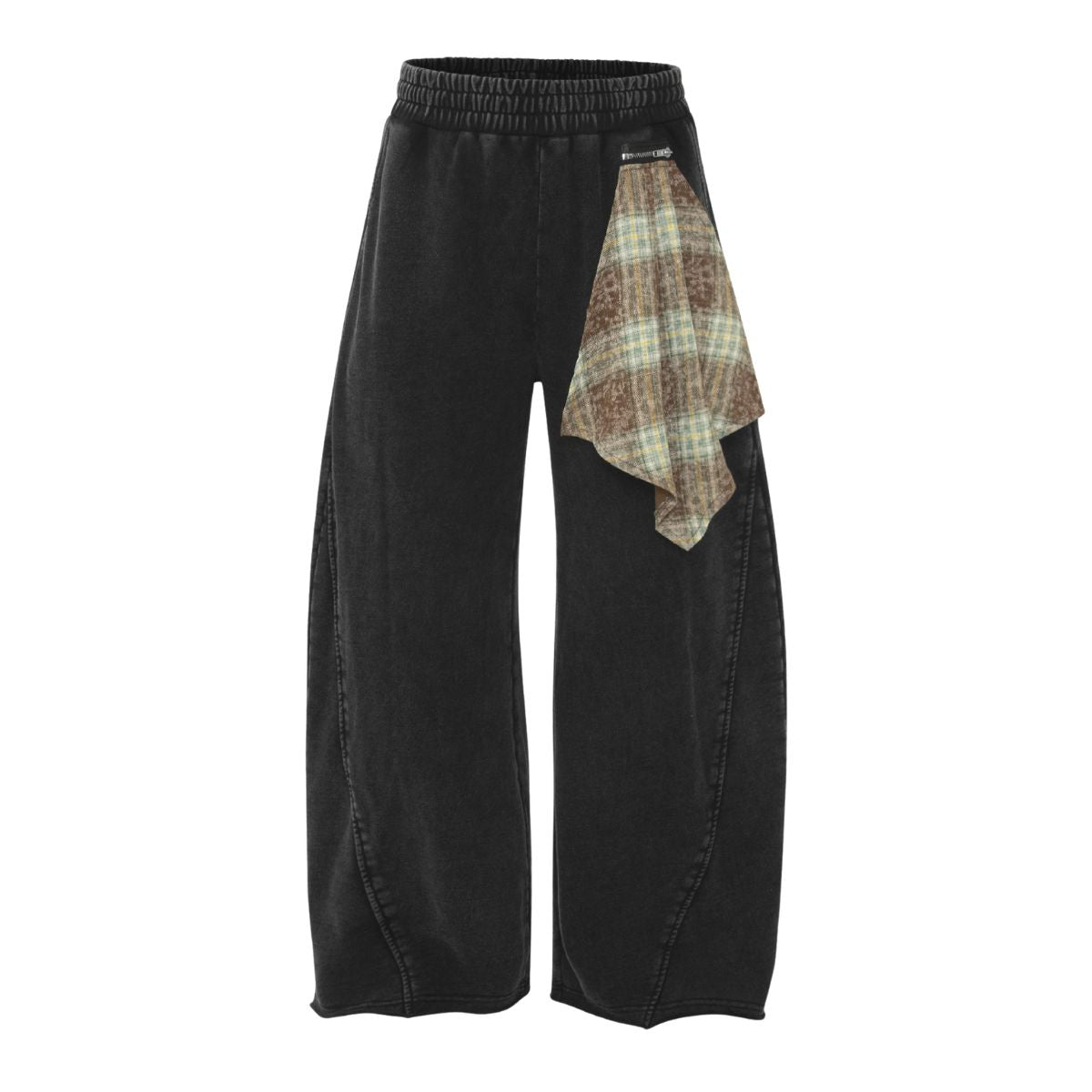 Distressed Vintage Patch Baggy Curved Denim Pants