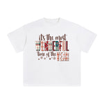 Christmas Plaid WONDERFUL YEAR Graphic Tee-INNBLAC Fashion Apparel