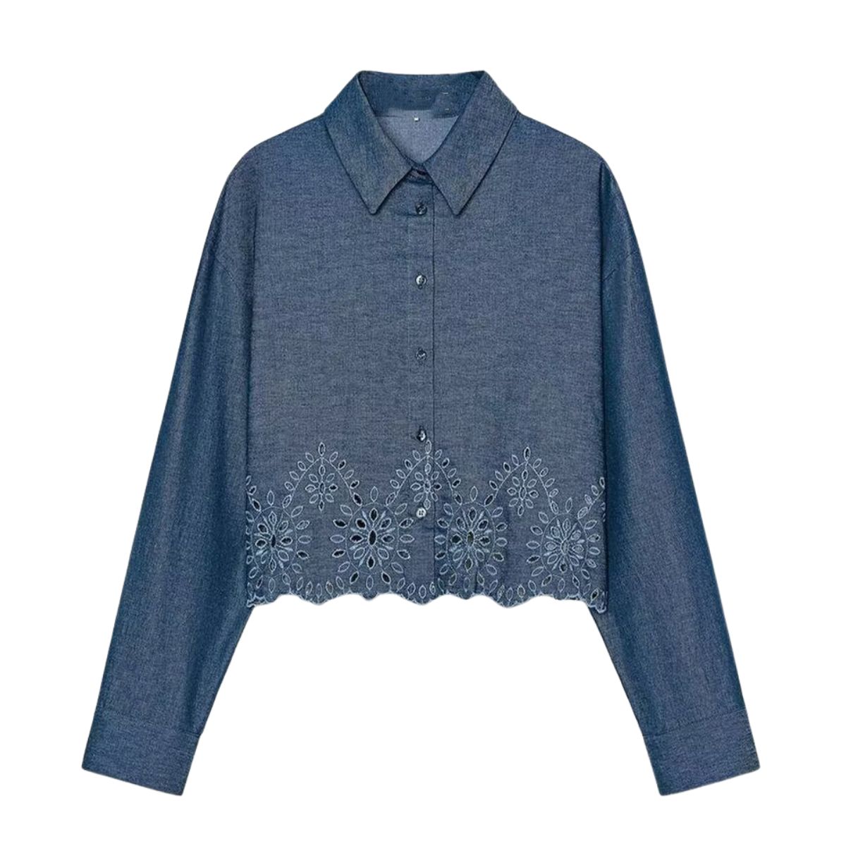 Women's French Fashion Hollow Embroidery Cropped Shirt