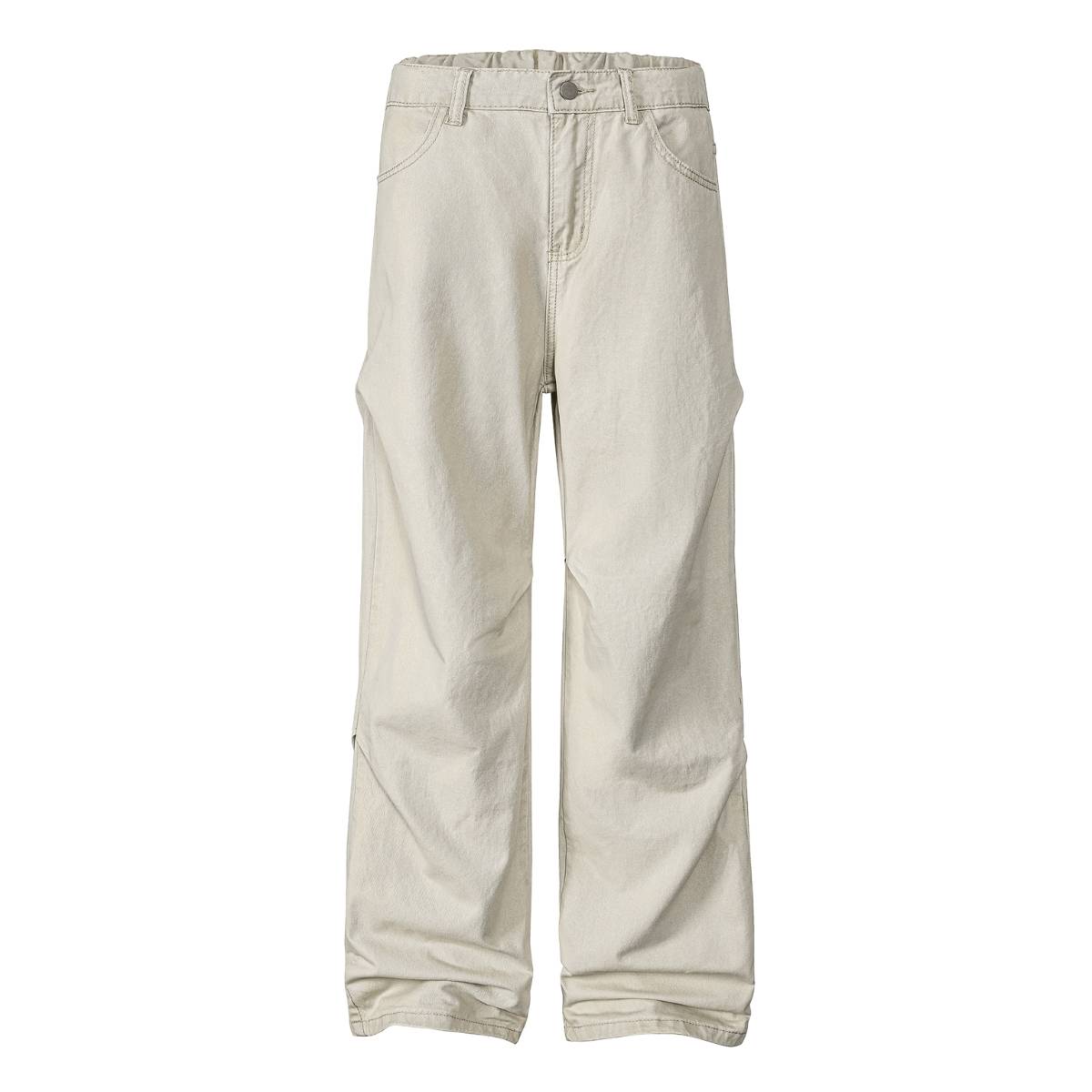 Solid Color Vintage Washed Panel Detail Relaxed Cargo Pants