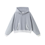 Boxy Cropped Color‑Block Cotton Hoodie